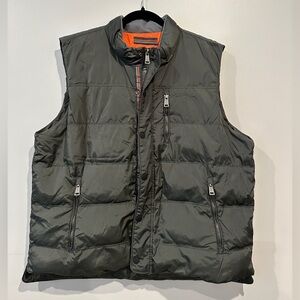 Orvis Dark Green Down Vest with Orange Interior